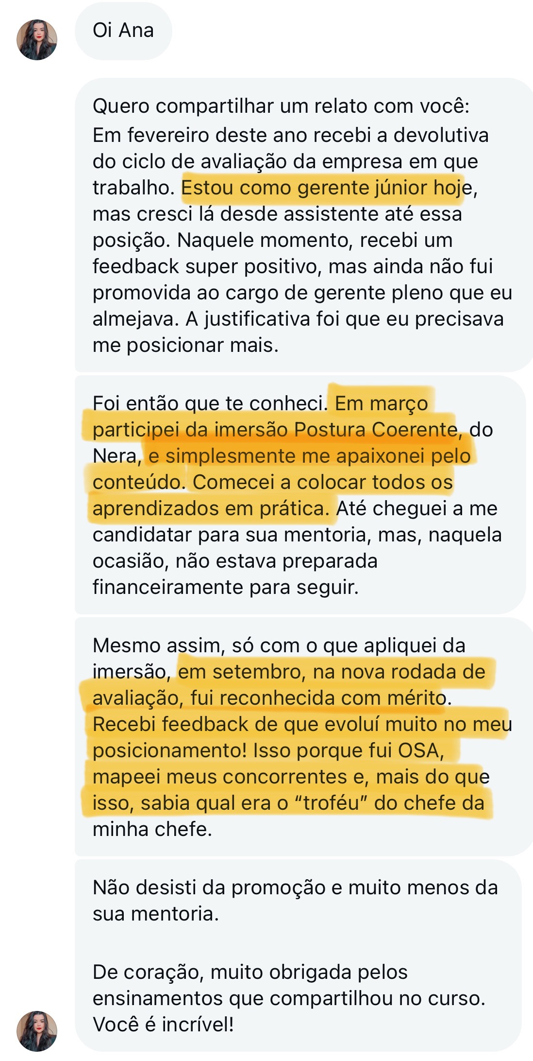 Reconhecida com mérito